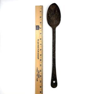 Antique Hand Forged Iron Cooking Spoon 15.5" Primitive Hearth Farmhouse Tool